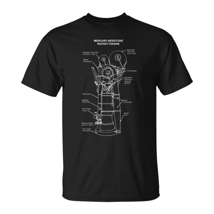 Mercury Redstone Rocket Engine Blueprint Technical Drawing T-Shirt