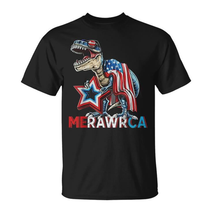 Merica Dinosaur 4Th Of July Rawr American Flag Boys Kids Usa Unisex T-Shirt