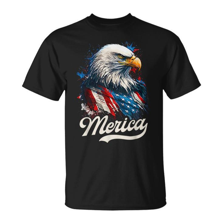 Merica Patriotic Eagle Freedom 4Th Of July Usa American Flag Unisex T-Shirt