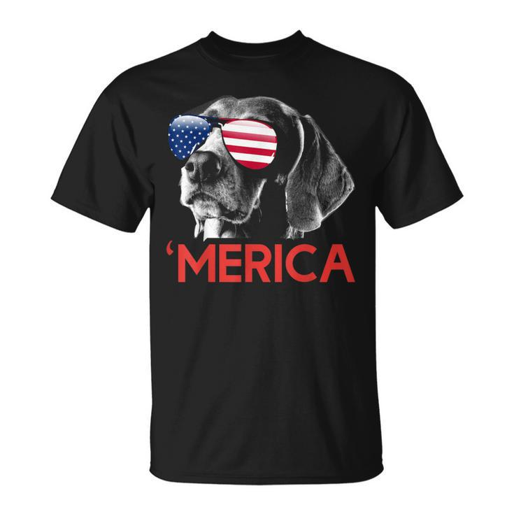 Merica Weimaraner American Flag 4Th Of July T-Shirt