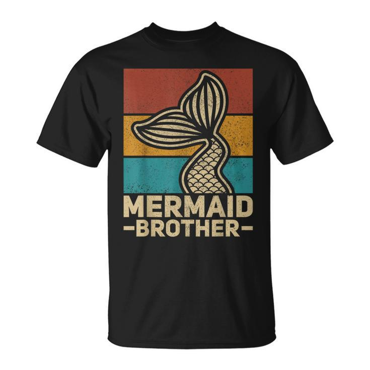 Mermaid Brother Mermaid Birthday Party Outfit Retro Mermaid  Unisex T-Shirt
