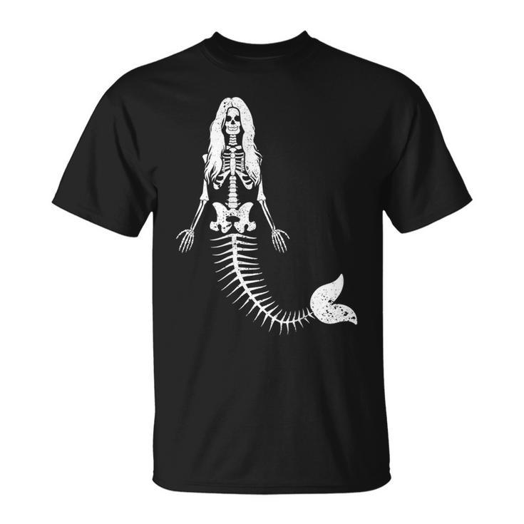 Mermaid Skeleton Halloween Spooky Scary Swimming Halloween T-Shirt