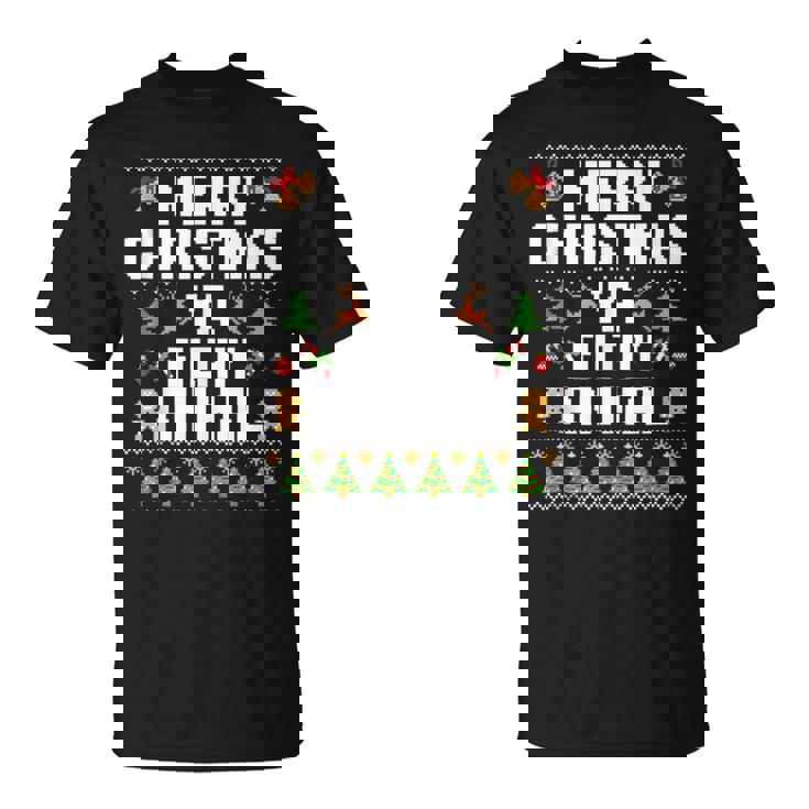 Merry Christmas Animal Filthy Ya Ugly Sweater Style Matching T-Shirt