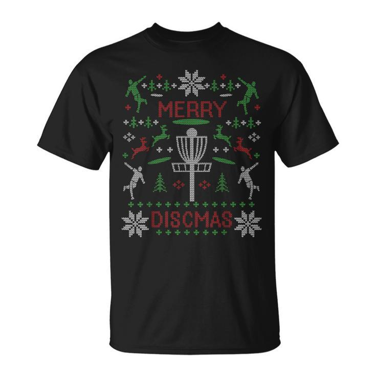 Merry Discmas Disc Golf Ugly Christmas Sweater Party T-Shirt