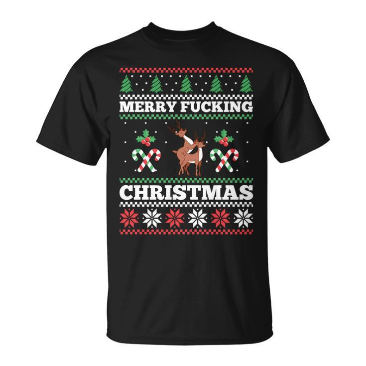 Merry Fucking Christmas Adult Humor Offensive Ugly Sweater T-Shirt