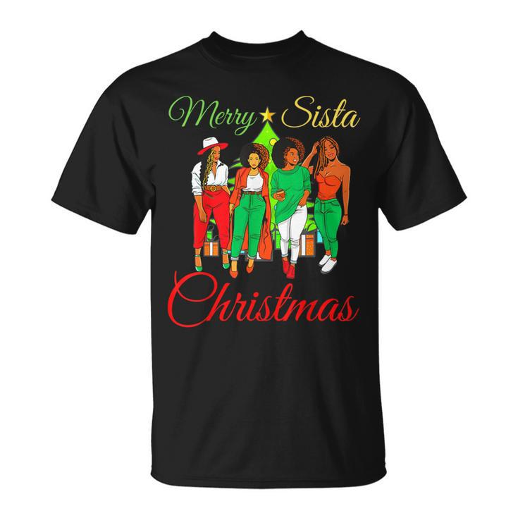 Merry Sista Christmas Melanin Ugly Xmas Sweater Best Friends T-Shirt