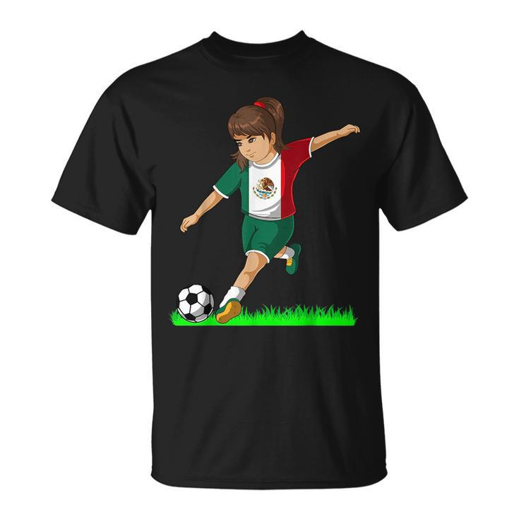 Mexican Soccer Girl Mexico Flag Jersey Football Fans  Unisex T-Shirt