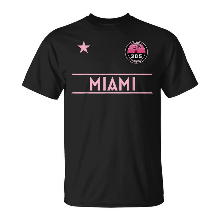 Miami Palm Tree Mini Pink Badge - 305 Area Code Edition  Unisex T-Shirt