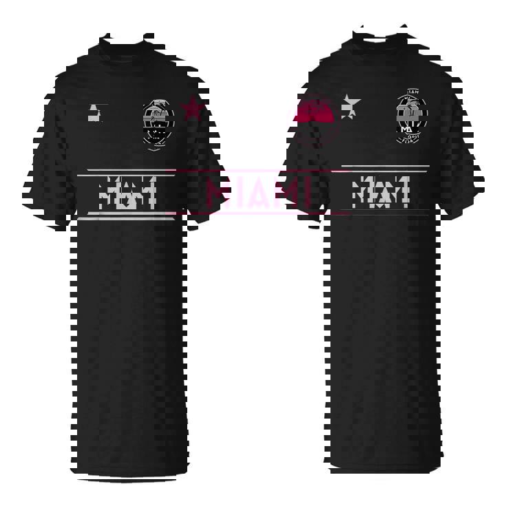 Miami Palm Tree Sunset Mini Pink Badge - Designer Edition Unisex T-Shirt