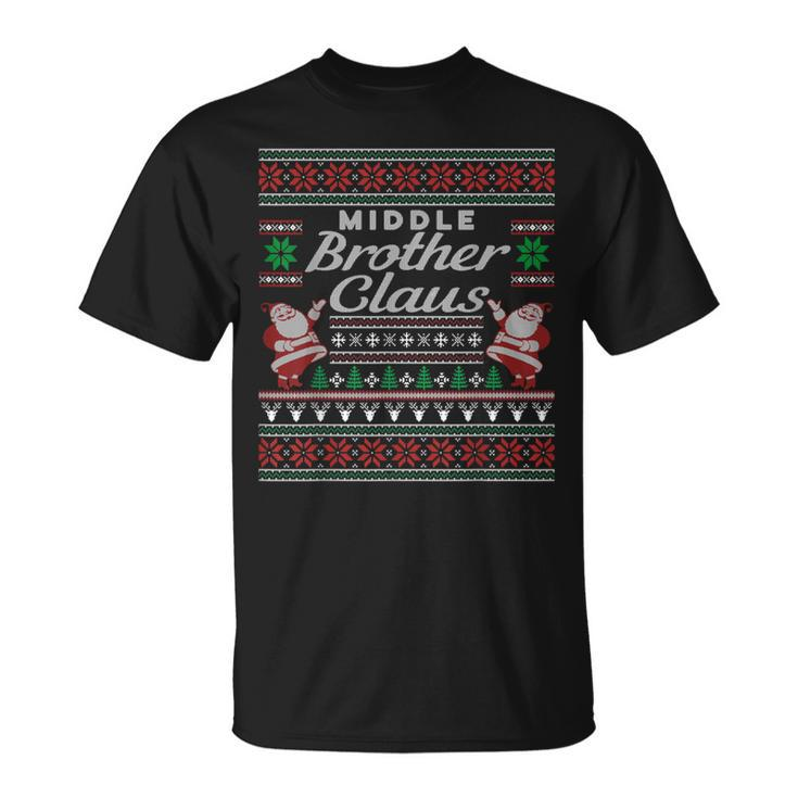 Middle Brother Claus Ugly Christmas Sweater Pajamas T-Shirt