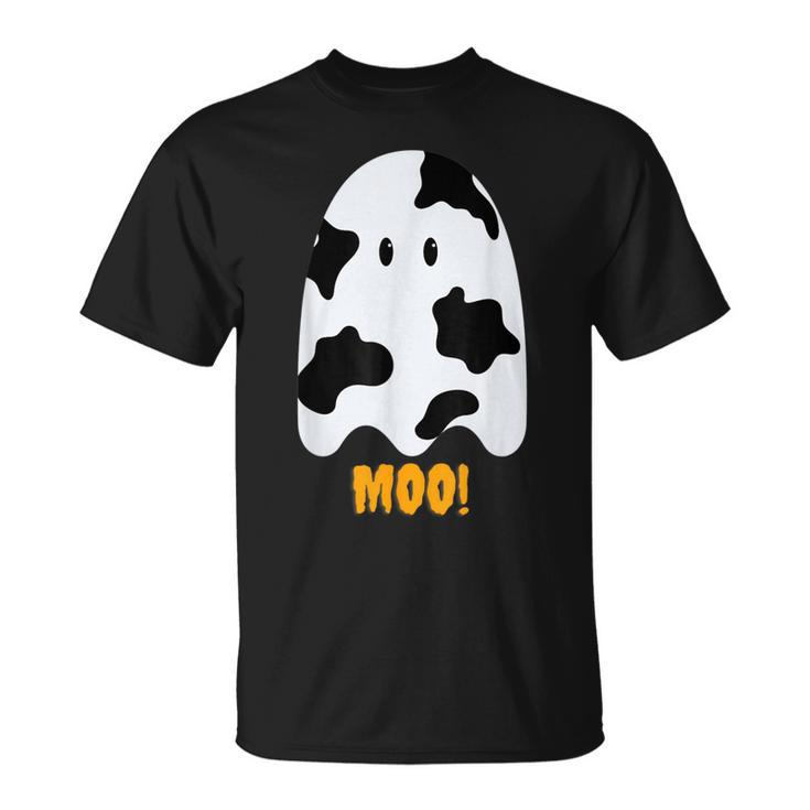 Moo Cute Cow Print Ghost Halloween T-Shirt