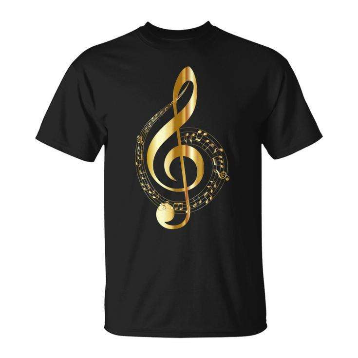 Music Note Gold Treble Clef Musical Symbol For Musicians T-Shirt