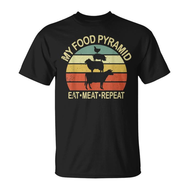 My Pyramid Food Eat Meat Repeat Funny Bbq Chef  Unisex T-Shirt