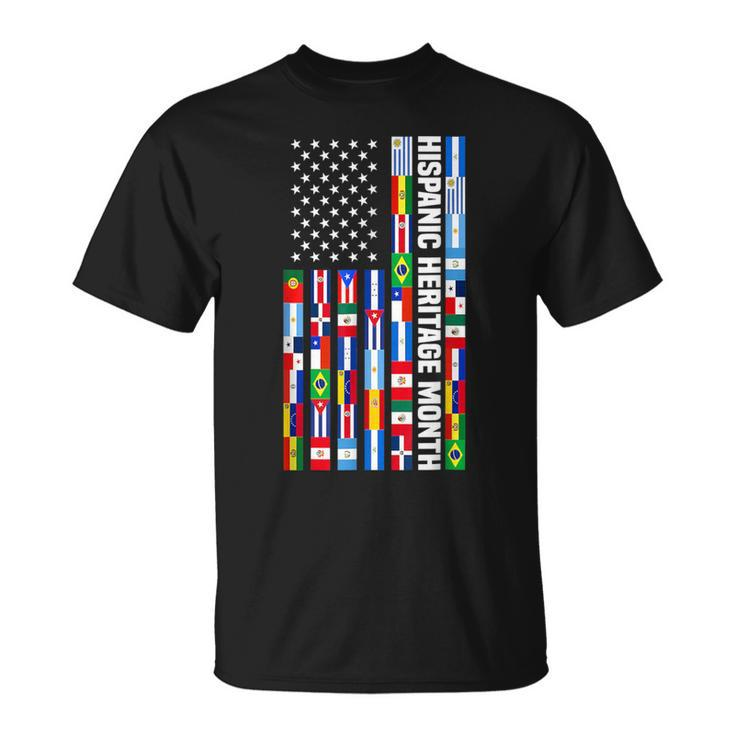 National Hispanic Heritage Month Spanish Countries Usa Flag T-Shirt
