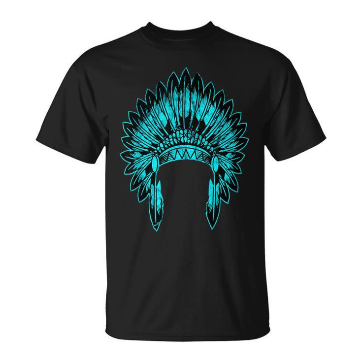 Native Ameircan Feather Headdress Pride Indian Chief Costume T-Shirt