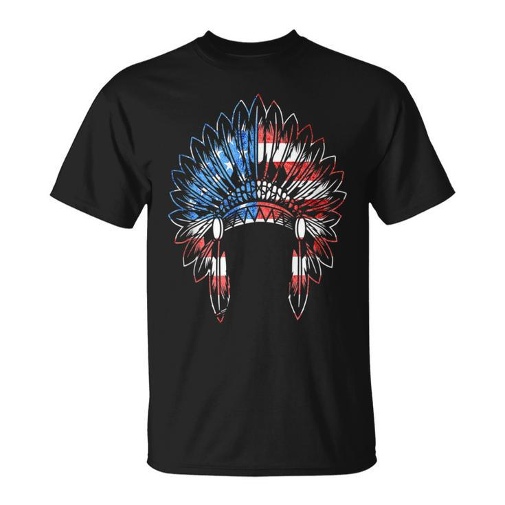 Native American Feather Headdress Indian Chief Usa America  Unisex T-Shirt