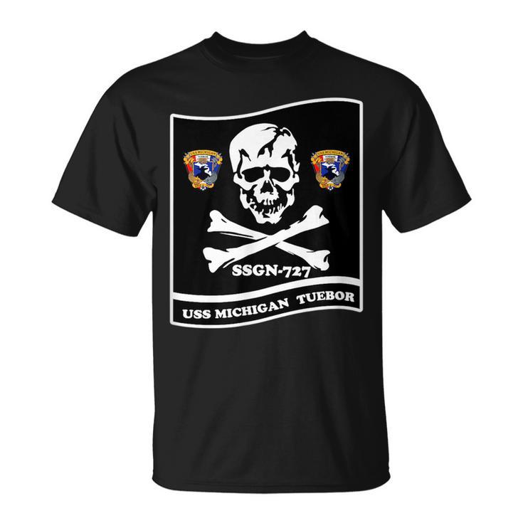 Navy Submarine Uss Michigan Ssgn727 Skull Image T-shirt