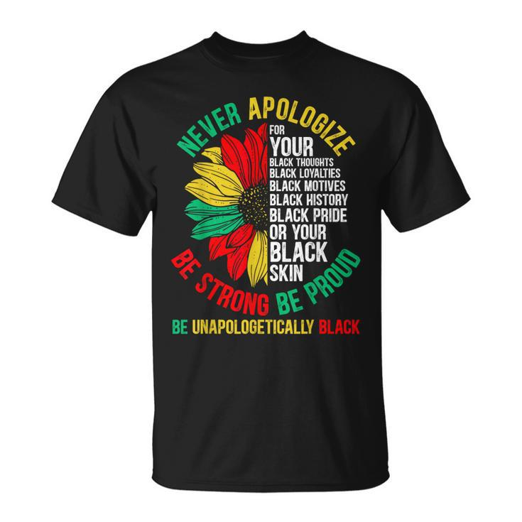 Never Apologize For Your Blackness Black History Junenth  Unisex T-Shirt