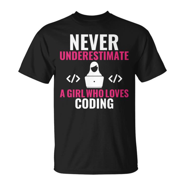 Never Underestimate A Girl Who Loves Coding Software Unisex T-Shirt