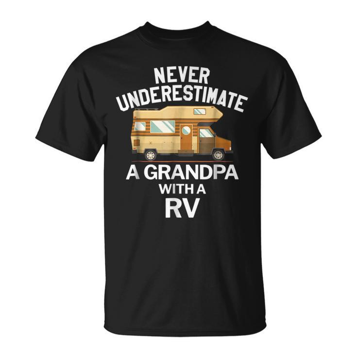 Never Underestimate A Grandpa With A Rv Funny Unisex T-Shirt