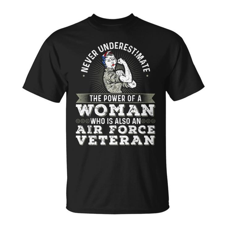 Never Underestimate A Woman Air Force Veteran Soldier Unisex T-Shirt