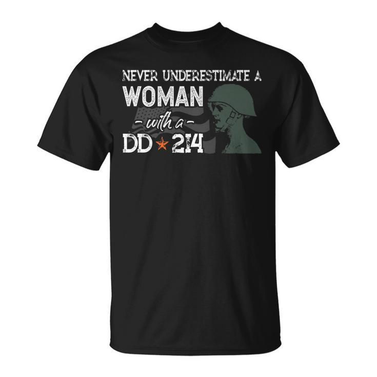Never Underestimate A Woman With A Dd214 Veterans Day Gift Unisex T-Shirt