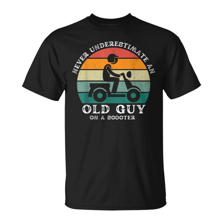 Never Underestimate An Old Guy On A Scooter Funny Father Unisex T-Shirt
