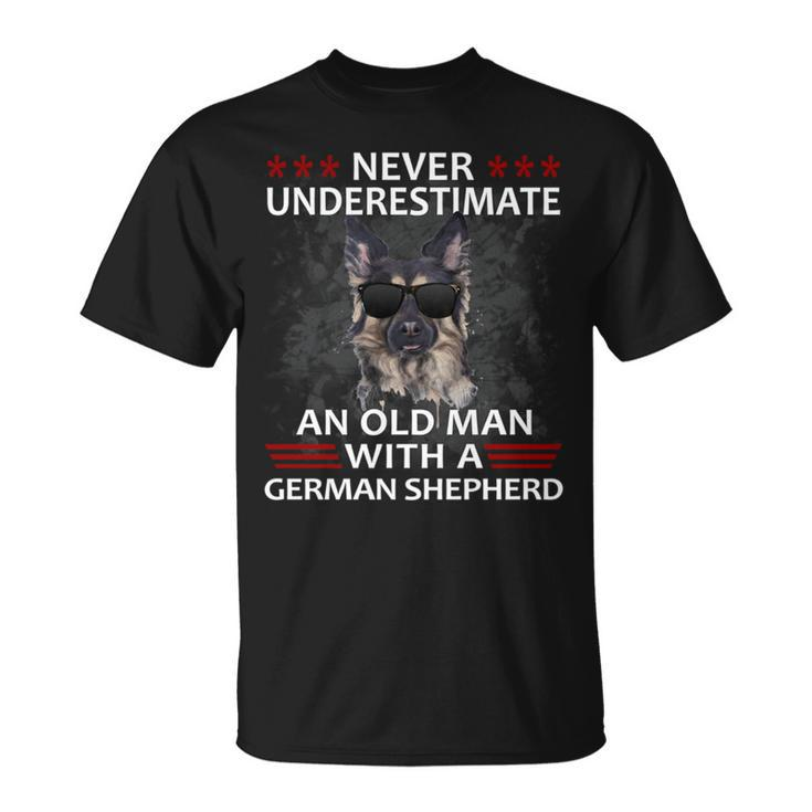 Never Underestimate An Old Man German Shepherd Dog Gift Unisex T-Shirt