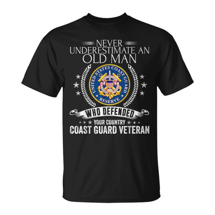 Never Underestimate An Old Man Us Coast Guard Veteran Funny Veteran Funny Gifts Unisex T-Shirt