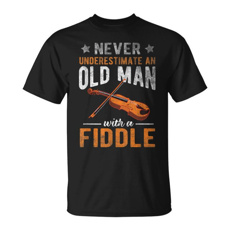 Never Underestimate An Old Man With A Fiddle Funny Unisex T-Shirt