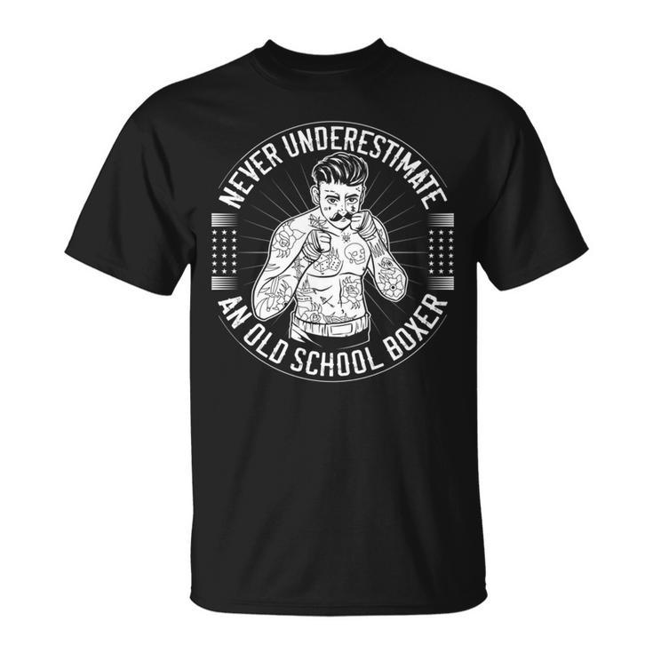 Never Underestimate An Old School Boxer Back Print Boxing Unisex T-Shirt