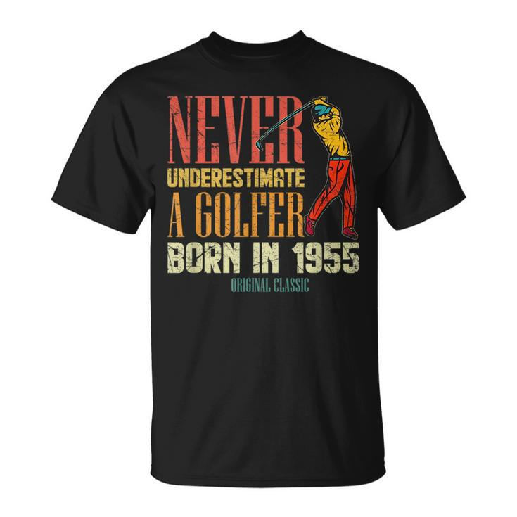 Never Underestimate Golfer Born In 1955 Gift 65 Years Old Unisex T-Shirt