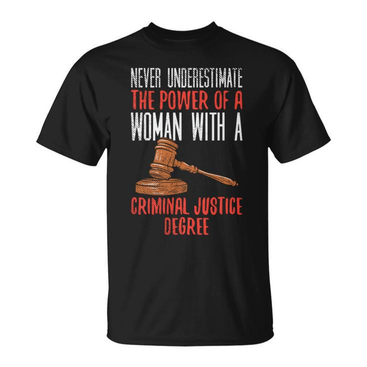 Never Underestimate The Power Of A Woman With A Criminal Unisex T-Shirt