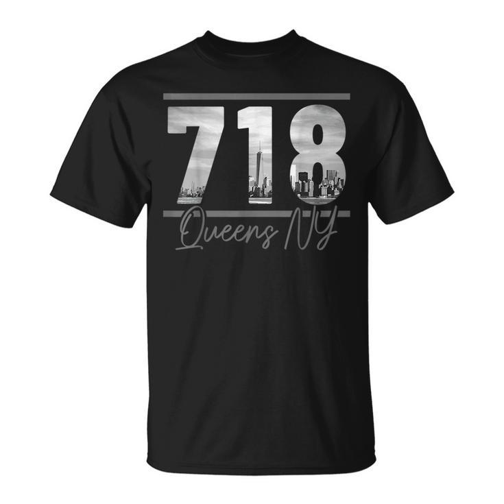 New York City 718 Area Code Skyline Queens Ny Nyc Vintage Unisex T-Shirt