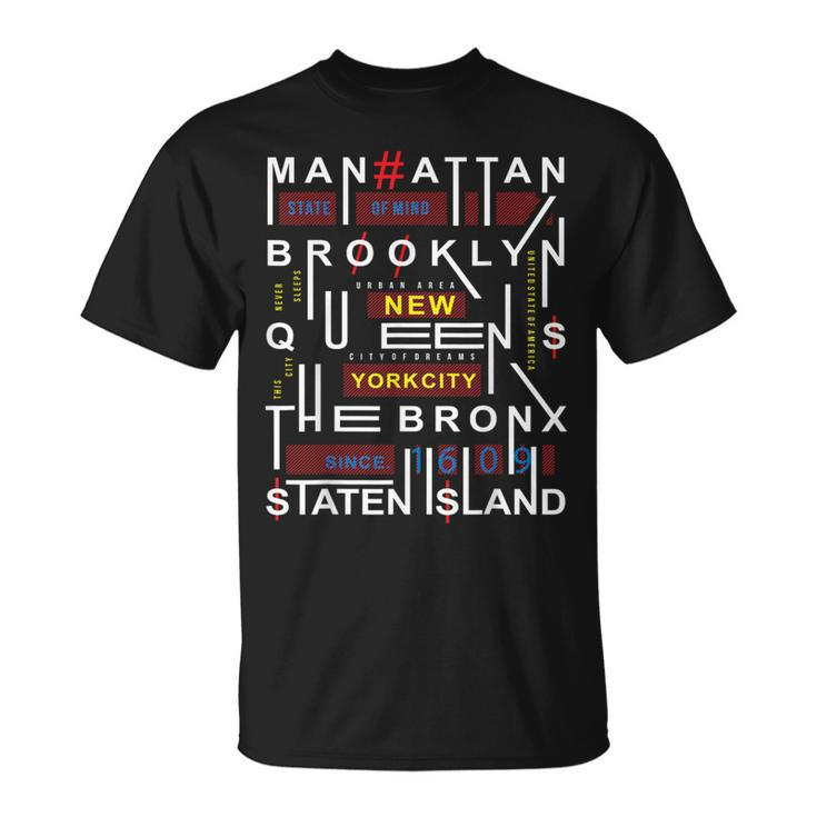 New York City Big Apple Bronx Queens Manhattan Staten Island T-Shirt