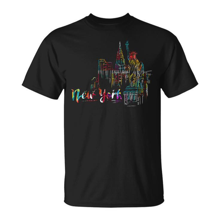 New York Skyline Heartbeat Statue Of Liberty I Love New York  Unisex T-Shirt