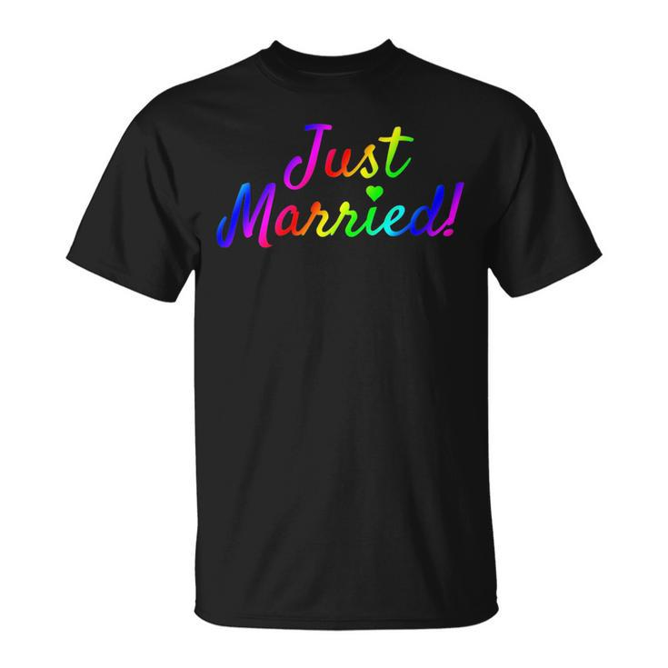 Newlywed Just Married Gay Lesbian Lgbt Wedding Honeymoon   Unisex T-Shirt