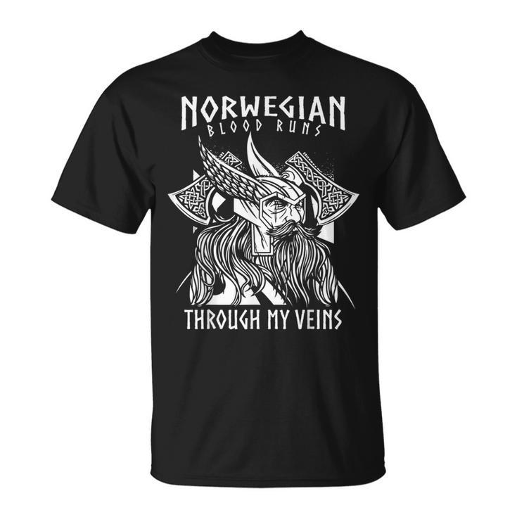 Norwegian Blood Runs Through My Veins Viking & Odin T-Shirt