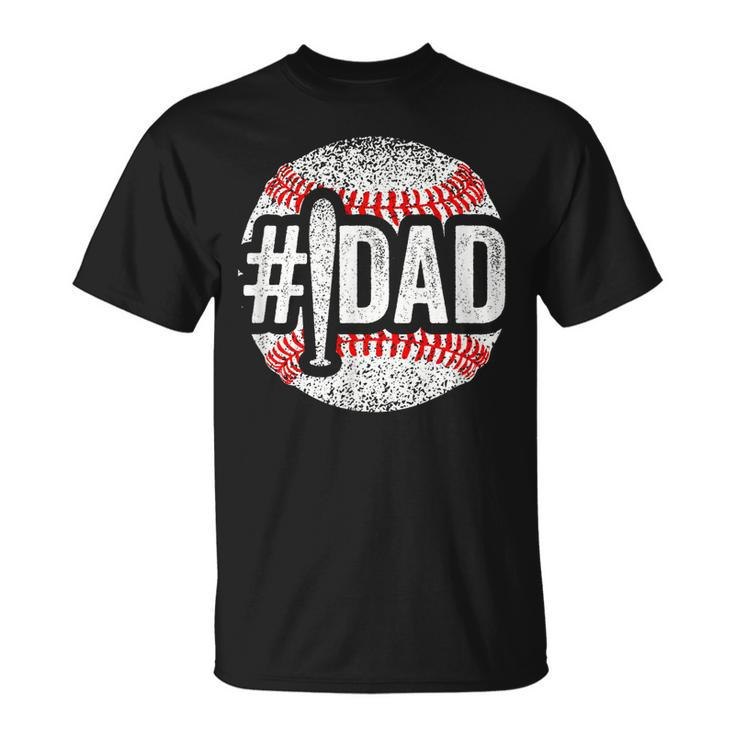 Number One Baseball Dad For Fathers Day 1 Daddy  Unisex T-Shirt