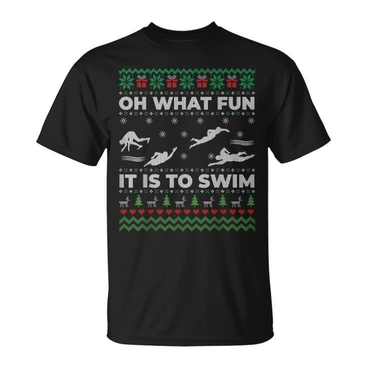 Oh What Fun It Is To Swim Ugly Christmas Sweater T-Shirt