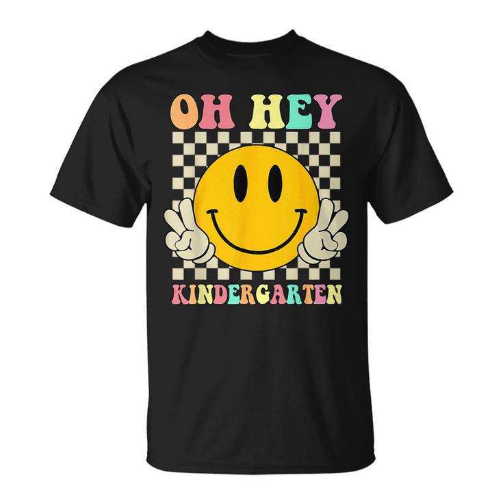 Oh Hey Kindergarten Hippie Smile Face Retro Back To School  Unisex T-Shirt