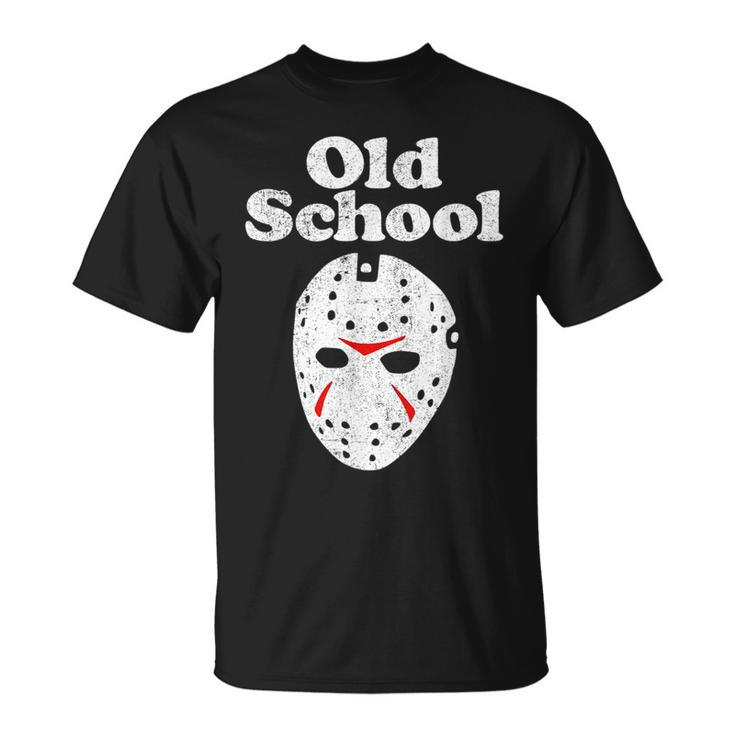 Old School Halloween Hockey Mask Horror Movie 80'S Costume Halloween Hockey  T-Shirt