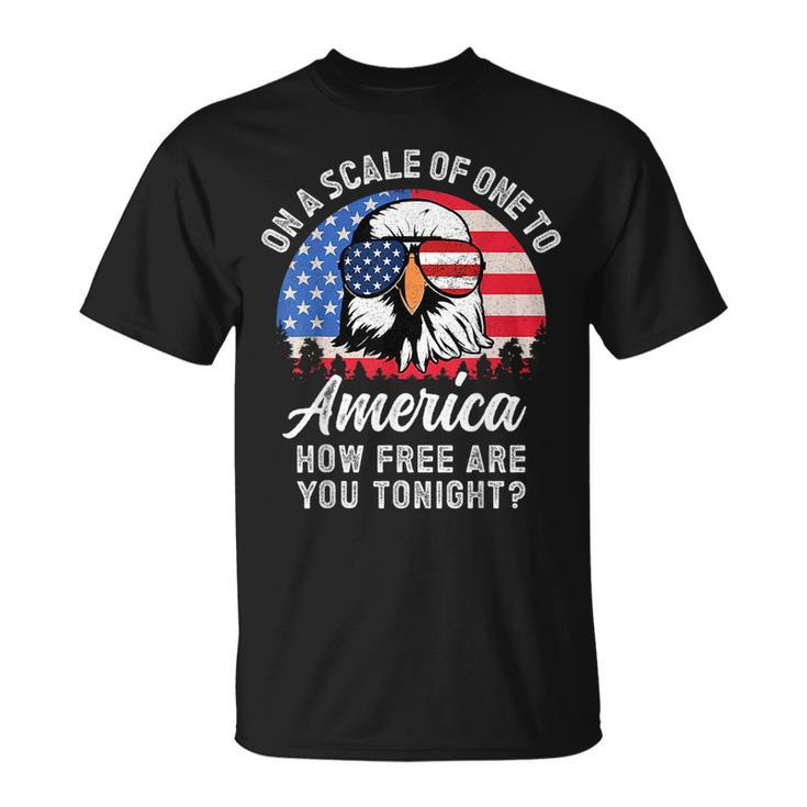 On A Scale Of One To America How Free Are You Tonight Unisex T-Shirt