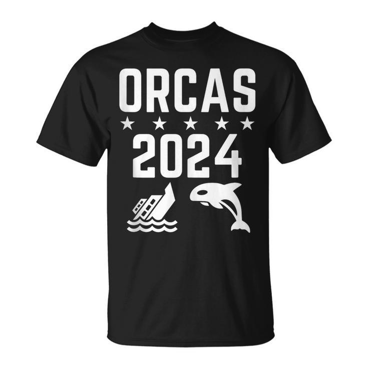 Orcas 2024 Funny Politics Orca Sinking Boat Election  Unisex T-Shirt