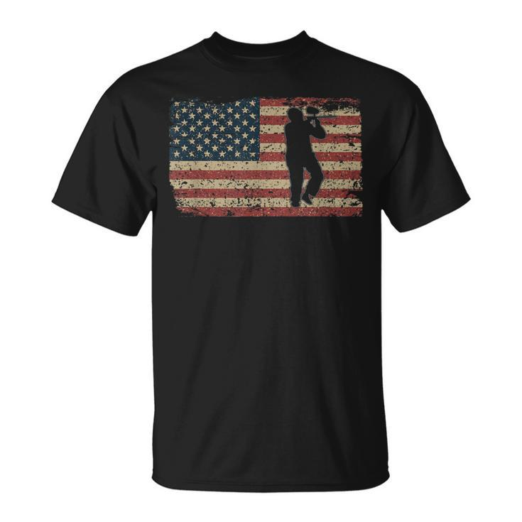 Paintball America Flag Patriotic Paintball Player T-Shirt