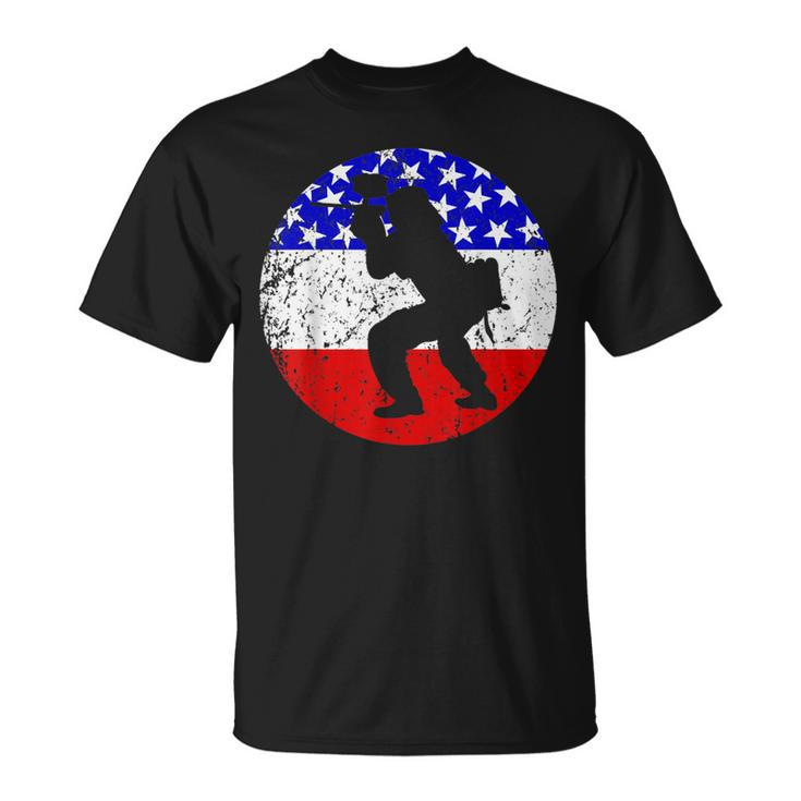 Paintball Retro Paintball Player American Flag T-Shirt
