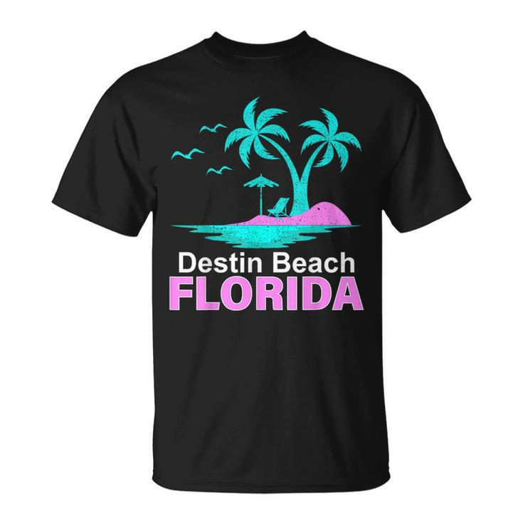 Palm Tree Sunset Summer Vacation Florida Destin Beach T-Shirt