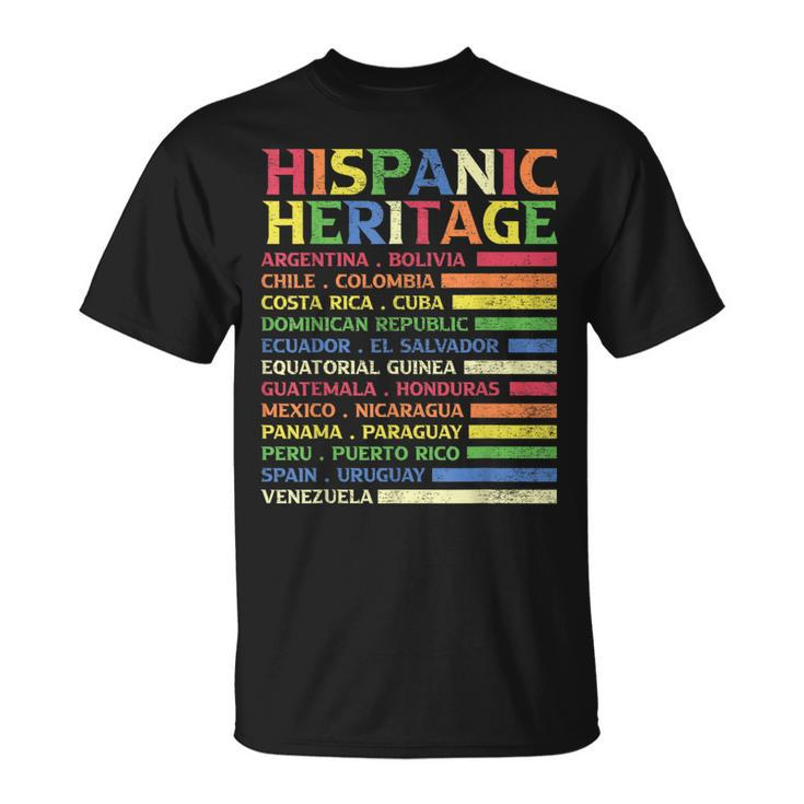 Hispanic Heritage Month 2023 National Latino Countries Flag T-Shirt