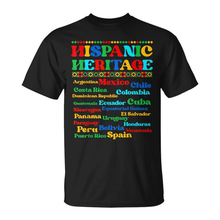 Hispanic Heritage Month 2023 National Latino Countries Flag T-Shirt