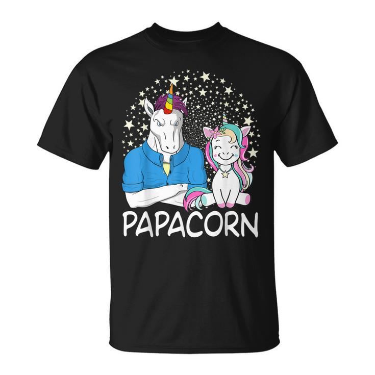 Papacorn Unicorn Dad And Baby Daddy Fathers Day  Gift For Mens Unisex T-Shirt